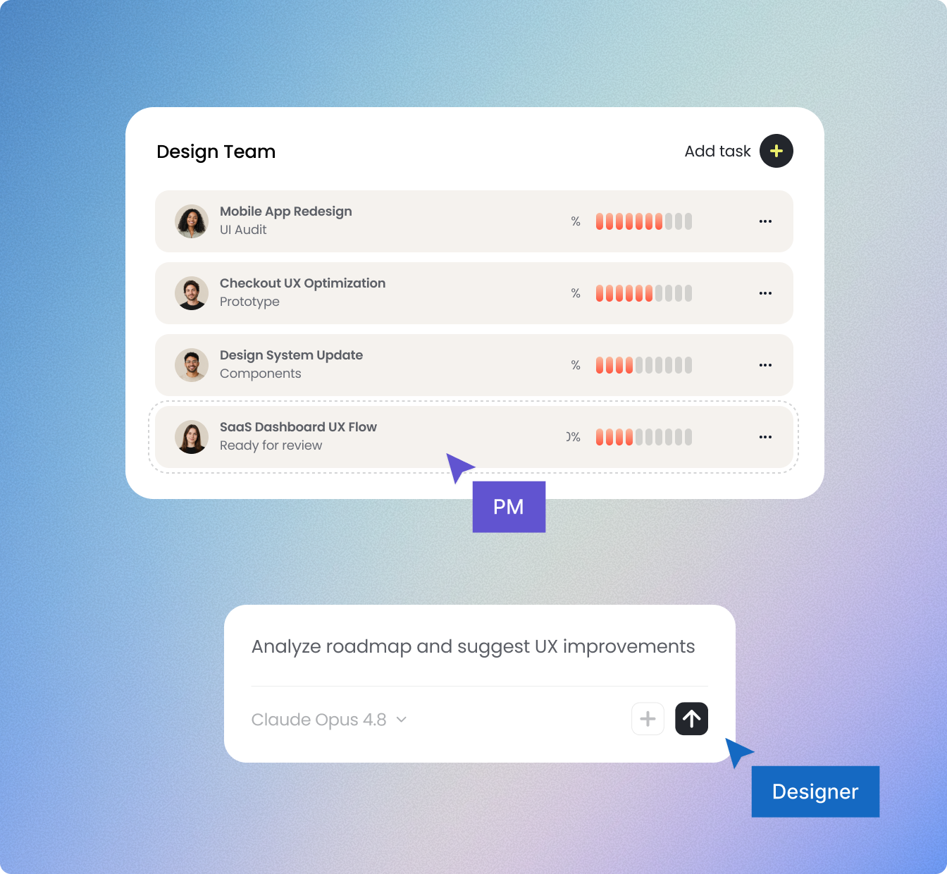 Embedded design team workflow: client request turned into project onboarding with the team